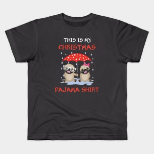 Cute Pug  & Gilf This Is My Christmas Pajama Funny Kids T-Shirt